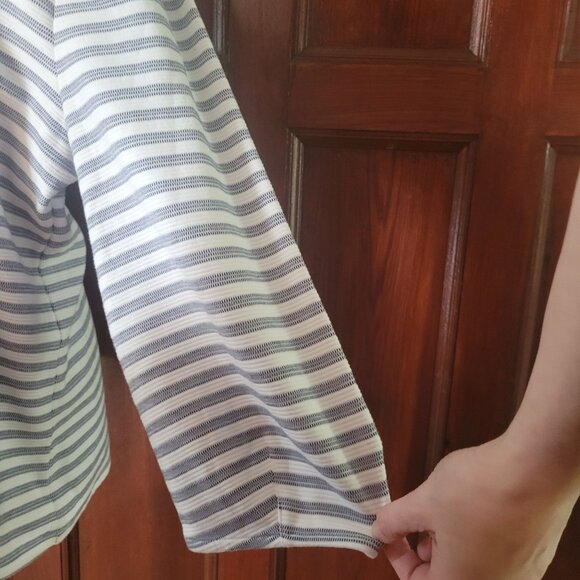 Talbots Womens XL Striped 3/4 Sleeve Cotton Blend Top - Picture 2 of 6